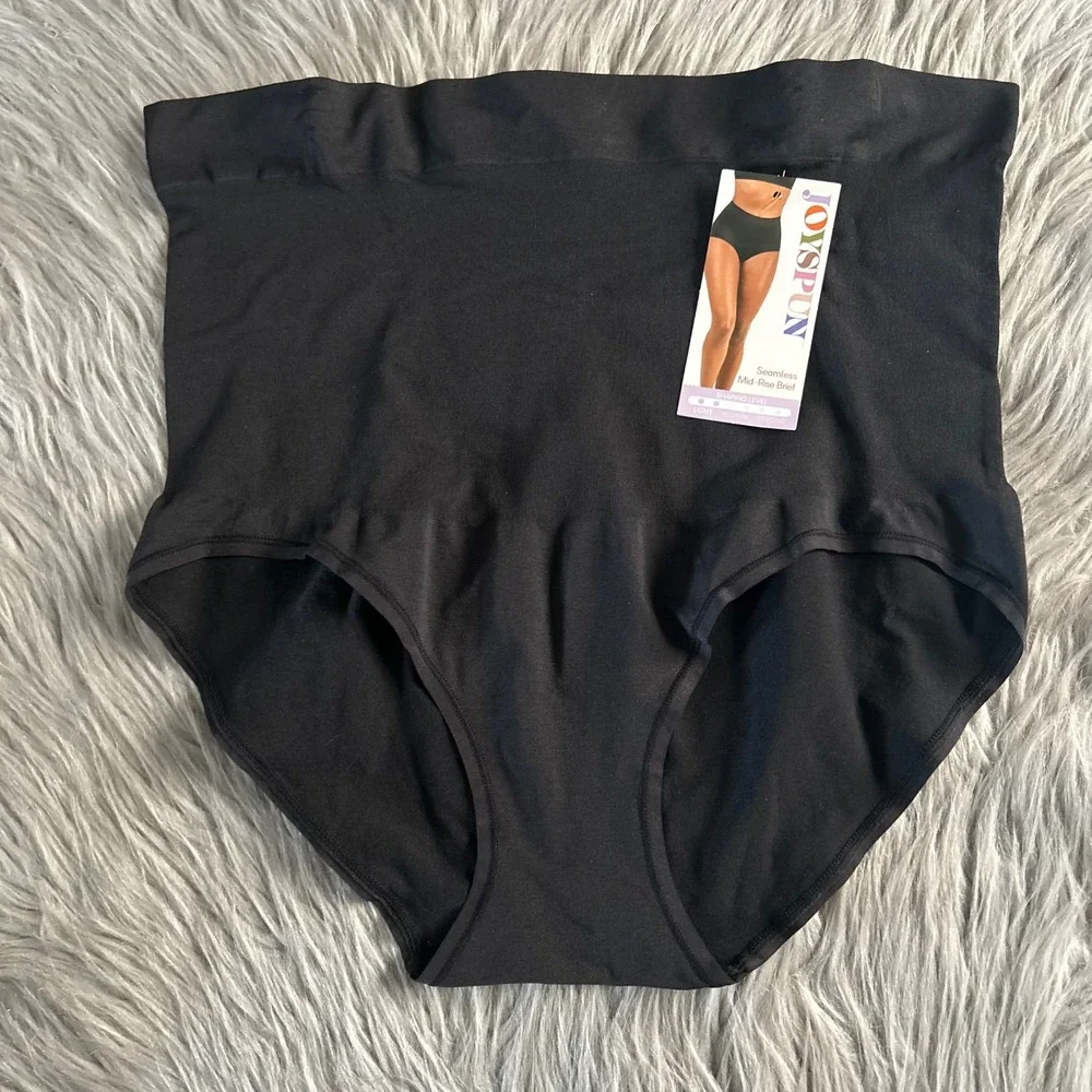 Joyspun Seamless Mid-Rise Brief Womens Size XXXL (22) Black‎ Shapewear Shaping